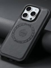 Denior Carbon Fiber Texture Leather MagSafe Phone Case, For iPhone 16 Pro Max, For iPhone 16 Pro, For iPhone 16 Plus, For iPhone 16 by The Case Factory