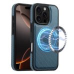 Denior Carbon Fiber Texture Leather MagSafe Phone Case, For iPhone 16 Pro Max, For iPhone 16 Pro, For iPhone 16 Plus, For iPhone 16 For iPhone 16 Pro Blue by The Case Factory