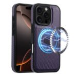Denior Carbon Fiber Texture Leather MagSafe Phone Case, For iPhone 16 Pro Max, For iPhone 16 Pro, For iPhone 16 Plus, For iPhone 16 For iPhone 16 Pro Purple by The Case Factory