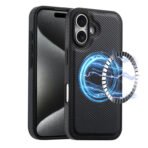 Denior Carbon Fiber Texture Leather MagSafe Phone Case, For iPhone 16 Pro Max, For iPhone 16 Pro, For iPhone 16 Plus, For iPhone 16 For iPhone 16 Black by The Case Factory