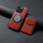 Denior D22 Genuine Leather MagSafe Holder Detachable Card Slot Phone Case, For iPhone 16 Pro Max, For iPhone 16 Pro, For iPhone 16 Plus, For iPhone 16 by The Case Factory