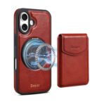 Denior D22 Genuine Leather MagSafe Holder Detachable Card Slot Phone Case, For iPhone 16 Pro Max, For iPhone 16 Pro, For iPhone 16 Plus, For iPhone 16 For iPhone 16 Plus Brown by The Case Factory