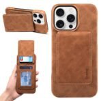 Denior Retro Leather iPhone Case with RFID Blocking Detachable Vertical Flip Card Holder - Image 11