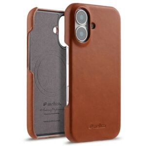 MELKCO For iPhone 17 Case Waxy Genuine Cow Leather | Compatible with MagSafe