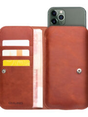 QIALINO Universal Premium Cowhide Genuine Leather Wallet Case for iPhone (6.9 Inches Display Size) Brown Universal by The Case Factory