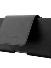 QIALINO Premium Cowhide Leather Holster Case Waist Bag (6.5 inches Display Size) Black Universal by The Case Factory