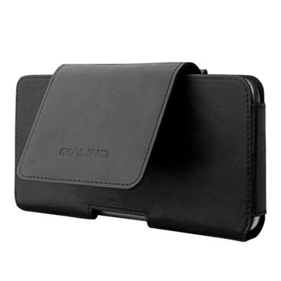 QIALINO Premium Cowhide Leather Holster Case Waist Bag (6.5 inches Display Size) Black Universal by The Case Factory