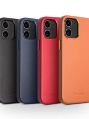 QIALINO for iPhone 12 Mini Case Cowhide Leather Coated Anti-scratch Protective Phone Cover by The Case Factory