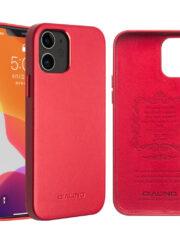 QIALINO For iPhone 12 | iPhone 12 Pro Case Coated Cowhide Leather Phone Cover Red by The Case Factory