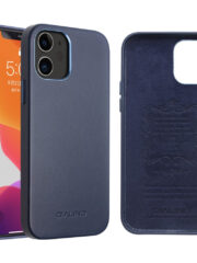 QIALINO For iPhone 12 | iPhone 12 Pro Case Coated Cowhide Leather Phone Cover Blue by The Case Factory
