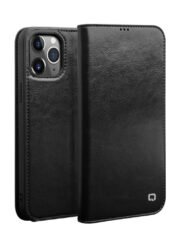 QIALINO For iPhone 12 Pro Max Genuine Cowhide Leather Case Wallet Stand Shockproof Protective Phone Cover Black iPhone 12 Pro Max by The Case Factory