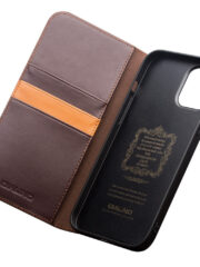 QIALINO For iPhone 12 Pro | iPhone 12 Classic Cowhide Leather Case Wallet Stand Phone Cover by The Case Factory