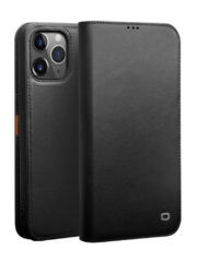 QIALINO For iPhone 12 Pro Max Case Classic Top Cowhide Leather Wallet Stand Phone Cover Black iPhone 12 Pro Max by The Case Factory