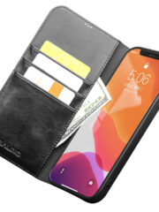 QIALINO For iPhone 12 Mini Genuine Cowhide Leather Case Wallet Stand Phone Cover by The Case Factory