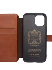 QIALINO For iPhone 12 Pro Max Cowhide Leather Case Wallet Stand Magnetic Clasp Phone Cover by The Case Factory