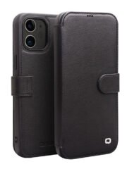 QIALINO for iPhone 12 Mini Business Style Magnetic Clasp Top Cowhide Leather Phone Cover Black iPhone 12 Mini by The Case Factory