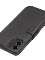 QIALINO for iPhone 12 Mini Business Style Magnetic Clasp Top Cowhide Leather Phone Cover by The Case Factory