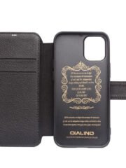 QIALINO for iPhone 12 Mini Business Style Magnetic Clasp Top Cowhide Leather Phone Cover by The Case Factory