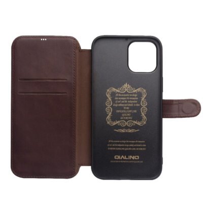 QIALINO For iPhone 12 Pro | iPhone 12 Cowhide Leather Case Wallet Stand Magnetic Clasp Phone Cover by The Case Factory