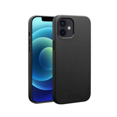 QIALINO For iPhone 12 | iPhone 12 Pro Genuine Cowhide Leather Phone Case | Compatible with MagSafe Black by The Case Factory