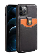QIALINO for iPhone 12 Pro Max Case Business Style Card Slots Cowhide Leather Coated Phone Cover Black iPhone 12 Pro Max by The Case Factory