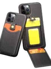 QIALINO for iPhone 12 Pro Max Case Business Style Card Slots Cowhide Leather Coated Phone Cover by The Case Factory