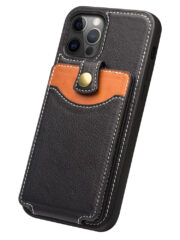 QIALINO for iPhone 12 Pro Max Case Business Style Card Slots Cowhide Leather Coated Phone Cover by The Case Factory