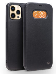 QIALINO for iPhone 12 Pro Max Case Ultra Thin Premium Genuine Leather Flip Cover Black iPhone 12 Pro Max by The Case Factory