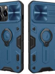 NILLKIN CamShield Armor Case for iPhone 13 Pro Max Anti-scratch with Camera Protection and Ring Kickstand Phone Cover Blue iPhone 13 Pro Max by The Case Factory