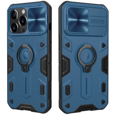 NILLKIN CamShield Armor Case for iPhone 13 Pro Max Anti-scratch with Camera Protection and Ring Kickstand Phone Cover Blue iPhone 13 Pro Max by The Case Factory