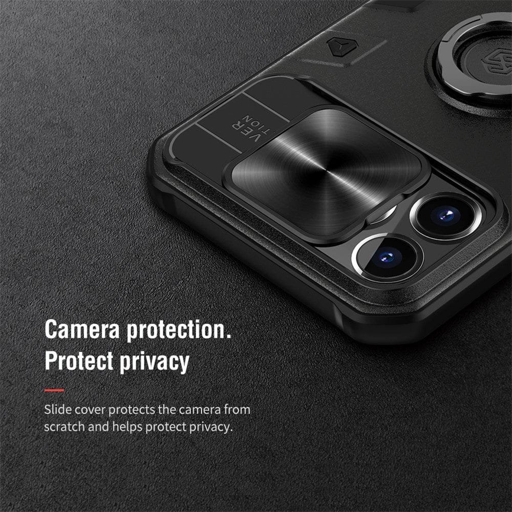 NILLKIN CamShield Armor Case for iPhone 13 Pro Max Anti-scratch with Camera Protection and Ring Kickstand Phone Cover by The Case Factory