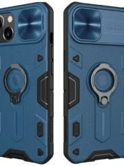 NILLKIN CamShield for iPhone 13 Armor Case with Camera Protection and Ring Kickstand Phone Cover Blue iPhone 13 by The Case Factory