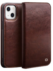 QIALINO For iPhone 13 Mini Cowhide Leather Wallet All-round Protection Phone Cover Brown iPhone 13 Mini by The Case Factory