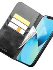 QIALINO For iPhone 13 Case Cowhide Leather Wallet Stand Phone Cover by The Case Factory