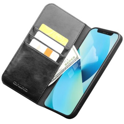 QIALINO For iPhone 13 Case Cowhide Leather Wallet Stand Phone Cover by The Case Factory