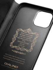 QIALINO for iPhone 13 Pro Max Case Top Layer Cowhide Leather Stand Wallet Phone Cover by The Case Factory