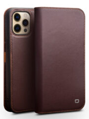 QIALINO for iPhone 13 Pro Max Case Flip Stand Wallet Cowhide Leather Cover Brown iPhone 13 Pro Max by The Case Factory
