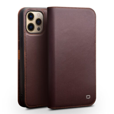 QIALINO for iPhone 13 Pro Case Folio Cowhide Leather Stand Wallet Phone Cover by The Case Factory