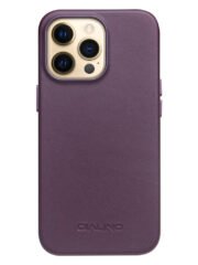QIALINO For iPhone 13 Pro Genuine Cowhide Leather Phone Case | Compatible with MagSafe Purple iPhone 13 Pro by The Case Factory