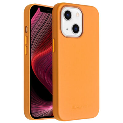 QIALINO for iPhone 13 Magnetic Charging Cowhide Leather Coated Phone Cover by The Case Factory