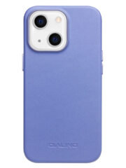 QIALINO for iPhone 13 Magnetic Charging Cowhide Leather Coated Phone Cover Blue iPhone 13 by The Case Factory