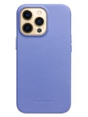 QIALINO for iPhone 13 Pro Max Cowhide Leather Coated Protective Case Compatible with MagSafe Blue iPhone 13 Pro Max by The Case Factory