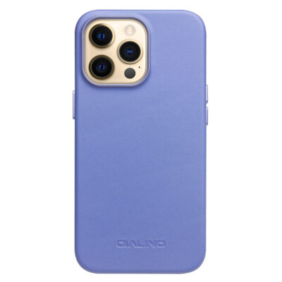 QIALINO for iPhone 13 Pro Max Cowhide Leather Coated Protective Case Compatible with MagSafe Blue iPhone 13 Pro Max by The Case Factory