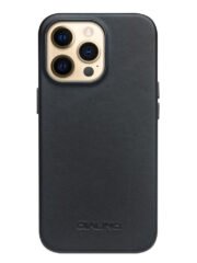 QIALINO for iPhone 13 Pro Max Cowhide Leather Coated Protective Case Compatible with MagSafe Black iPhone 13 Pro Max by The Case Factory