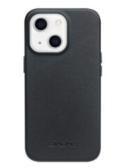 QIALINO for iPhone 13 Mini Case Magnetic Anti-Fall Genuine Leather Shockproof Phone Cover Black iPhone 13 Mini by The Case Factory