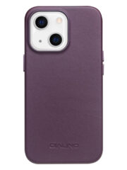 QIALINO for iPhone 13 Mini Case Magnetic Anti-Fall Genuine Leather Shockproof Phone Cover Purple iPhone 13 Mini by The Case Factory