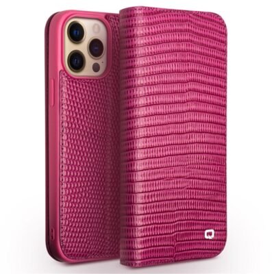 QIALINO for iPhone 13 Pro Case Scratch Resistant Wallet Stand Crocodile Texture Genuine Leather Anti-Shock Phone Cover As Shown iPhone 13 Pro by The Case Factory