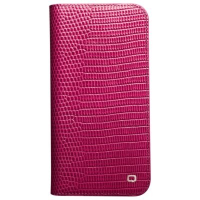 QIALINO for iPhone 13 Pro Case Scratch Resistant Wallet Stand Crocodile Texture Genuine Leather Anti-Shock Phone Cover by The Case Factory