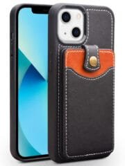 QIALINO for iPhone 13 Case Business Style Card Slots Cowhide Leather Coated Phone Cover Black iPhone 13 by The Case Factory