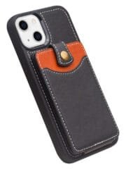 QIALINO for iPhone 13 Case Business Style Card Slots Cowhide Leather Coated Phone Cover by The Case Factory